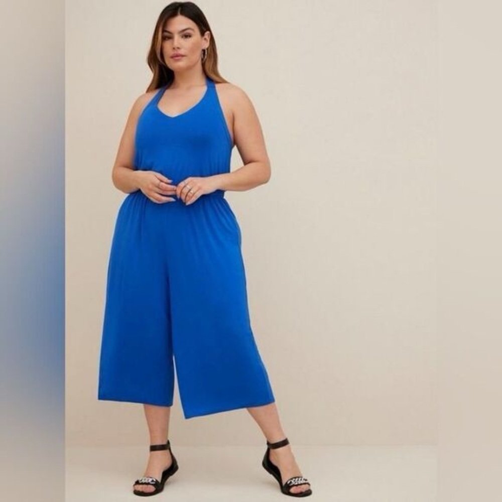 Torrid Super Soft Blue Halter Neck Jumpsuit